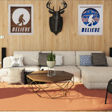 Load image into Gallery viewer, Three Dimensional Laser Engraved Sasquatch Wall Art for the True Believer. Stretches 8'' x 10'' Framed In White Shadow Box. Laser Cut & Carefully Assembled in Our Los Angeles Workshop and Shipped Out Daily.