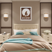 Load image into Gallery viewer, Three Dimensional Laser Engraved Sasquatch Wall Art for the True Believer. Stretches 8'' x 10'' Framed In White Shadow Box. Laser Cut & Carefully Assembled in Our Los Angeles Workshop and Shipped Out Daily.