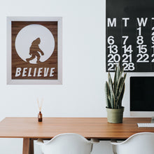 Load image into Gallery viewer, Three Dimensional Laser Engraved Sasquatch Wall Art for the True Believer. Stretches 8'' x 10'' Framed In White Shadow Box. Laser Cut & Carefully Assembled in Our Los Angeles Workshop and Shipped Out Daily.