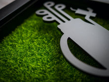 Load image into Gallery viewer, The perfect gift for any golfer who needs help with interior decorating. 3D Laser Cut Push Cart Mafia Wall Art with Turf Grass Background. Stretches 8'' x 10'' Framed In Satin Black Shadow Box. Laser Cut & Carefully Assembled in Our Los Angeles Workshop and Shipped Out Daily.