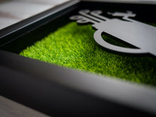 Load image into Gallery viewer, The perfect gift for any golfer who needs help with interior decorating. 3D Laser Cut Push Cart Mafia Wall Art with Turf Grass Background. Stretches 8'' x 10'' Framed In Satin Black Shadow Box. Laser Cut & Carefully Assembled in Our Los Angeles Workshop and Shipped Out Daily.