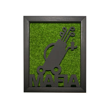 Load image into Gallery viewer, The perfect gift for any golfer who needs help with interior decorating. 3D Laser Cut Push Cart Mafia Wall Art with Turf Grass Background. Stretches 8&#39;&#39; x 10&#39;&#39; Framed In Satin Black Shadow Box. Laser Cut &amp; Carefully Assembled in Our Los Angeles Workshop and Shipped Out Daily.