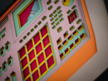 Load image into Gallery viewer, 3D Laser Cut Old School MPC Sampler Layered Artwork. Stretches 8'' x 10'' Framed In Satin Black Shadow Box. Laser Cut & Carefully Assembled in Our Los Angeles Workshop and Shipped Out Daily. For Bespoke Artwork or Custom Sizing Please Contact workshop@etchtailor.com