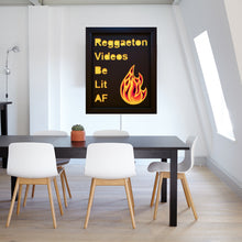 Load image into Gallery viewer, Three Dimensional Laser Engraved Reggaeton Wall Art. Stretches 8'' x 10'' and is Framed In Satin Black Shadow Box. Reggaeton is Lit AF. Laser Cut & Carefully Assembled in Our Los Angeles Workshop and Shipped Out Daily.