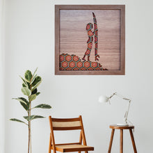 Load image into Gallery viewer, Geometric Three Dimensional Laser Engraved Wall Art.  Surfers Sold Individually or as a Set of Five Works.  Each Piece Stretches 8'' x 8'' and is Framed In Faux Teak.  Perfect Fit for Beach Houses, Surf Shops, & More  Laser Cut & Carefully Assembled in Our Los Angeles Workshop and Shipped Out Daily.