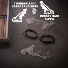 Load image into Gallery viewer, Topsy Timbers - The Incredibly Entertaining, Addictive, & Competitive Tower Building Game Designed & Manufactured from Aromatic Cedar in Our Los Angeles Workshop. Fun for the whole family with elements of chance and sabotauge! The boss went home early leaving you and the crew to manage the timberyard. Grab the keys to the crane, it's time to have some fun... Build a taller tower than your friends before the timberyard runs dry!